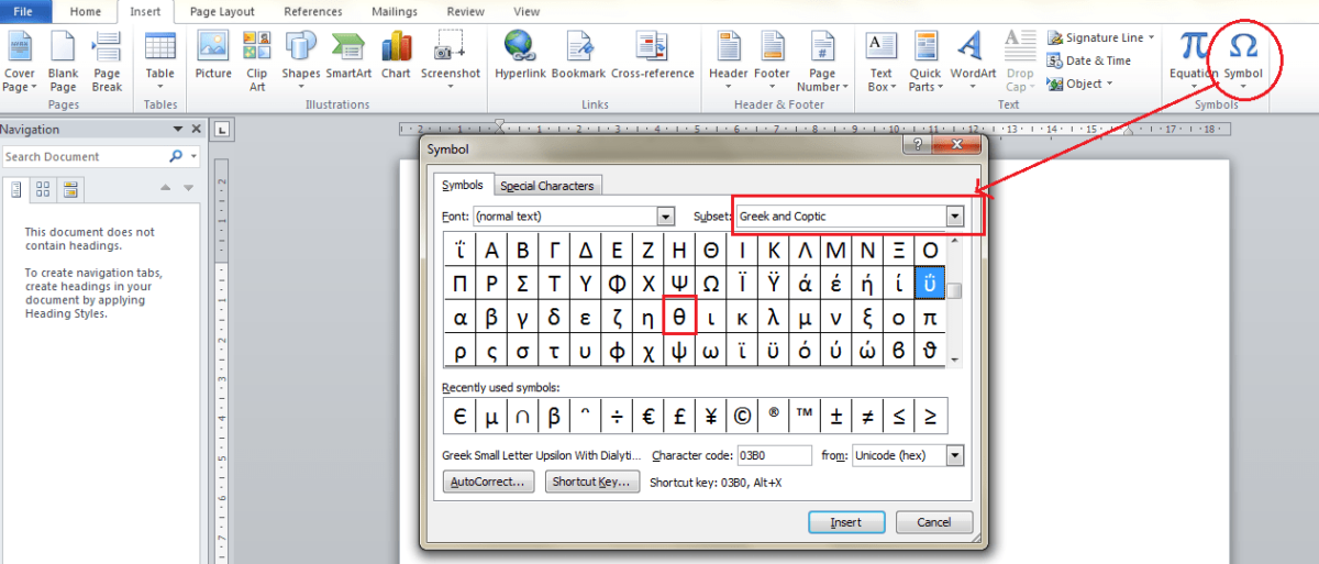 How to type Theta in MS Word - Bajrai Online Solutions