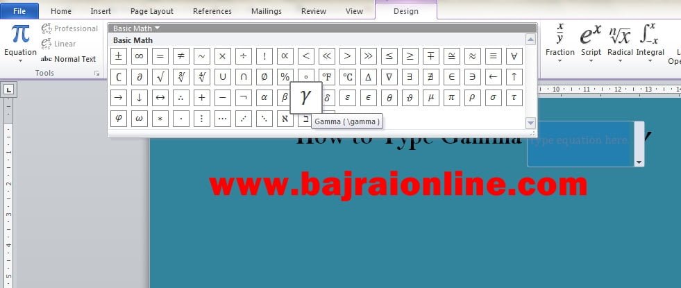 How To Type Gamma In Ms Word Bajrai Online Solutions 6926