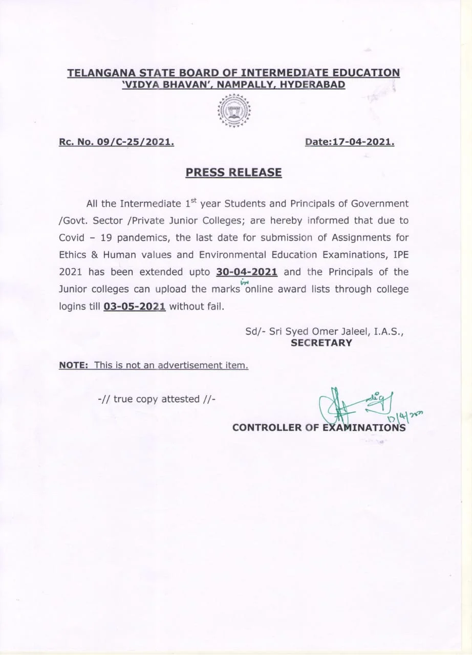 Assignments Submission Date of  IPE 2021 Extended