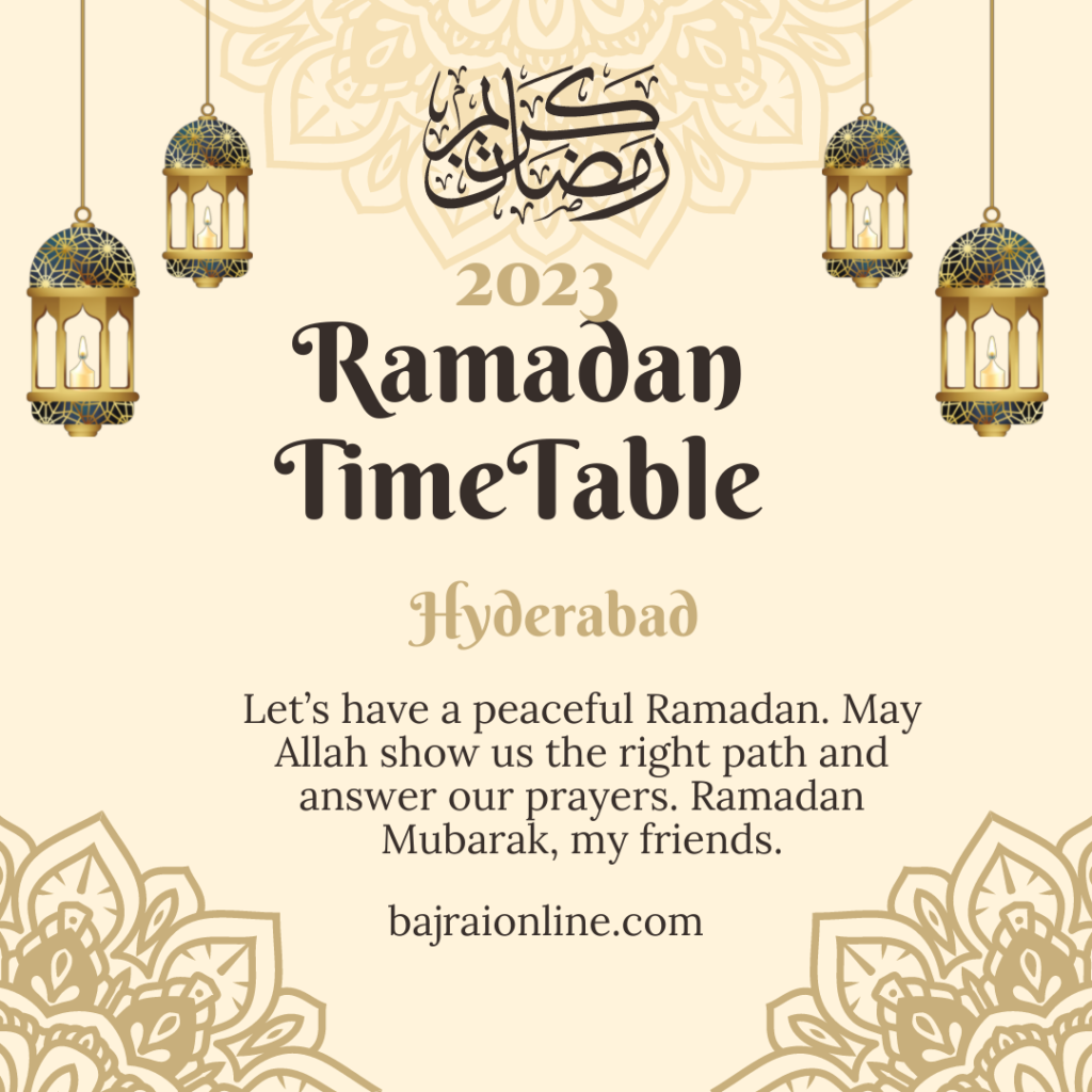 Ramazan 2023 Timetable For Hyderabad Bajrai Online Solutions